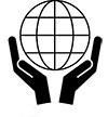 Icon mit Händen, die die Erde halten